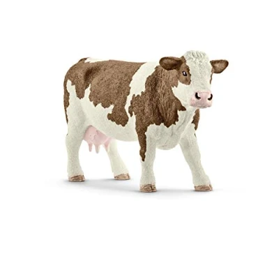 Image of SCHLEICH 13801 Simmental cow Farm World Toy Figurine for children aged 3 8 Years, Brown,gold,white