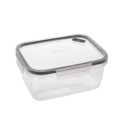 Image of MasterClass Eco Snap 800ml Recycled Plastic Food Storage Container with Lid, BPA Free Lunch Box Prep &amp; Leftovers, Clip Lock Shut, Recycled, Reusable Recyclable, Freezer Microwave Safe, Rectangular