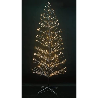 Image of SHATCHI Pre Lit LED Brown Snowy Twig Tree Christmas Decoration Festive Indoor Warm White Lights Birch Xmas Holiday Home Centerpiece Décor, 7ft