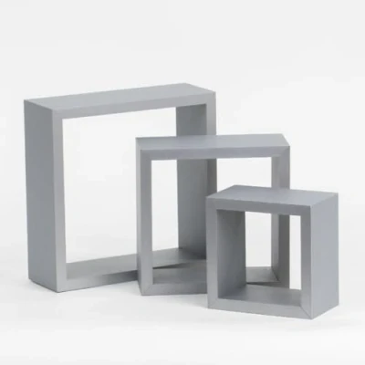 Image of Anika 3pk Grey Floating Cube Shelves