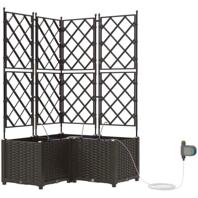 Image of vidaXL Garden Planters with Water Irrigation System 3 pcs Brown