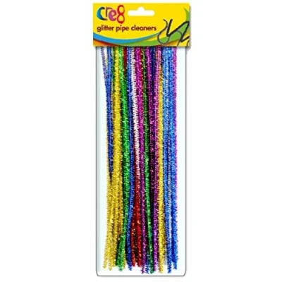 Image of Cre8 Christmas Glitter Xmas Pipe Cleaners, Assorted Colours Pack of 40
