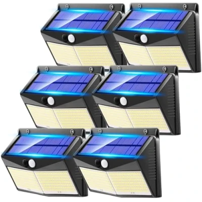 Image of One Fire Solar Lights Outdoor Garden Lights【6 PCS/248 LED】 Wall Lights, 3 Modes Security Motion Sensor, 2200mAh Lights,IP65 Powered Waterproof