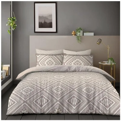 Image of GC GAVENO CAVAILIA Diamond King Size Quilt Cover With Matching Pillowcases Reversible Polycotton Multi Shapes Bedding Set, Breathable Yarn Pattern Bedset,