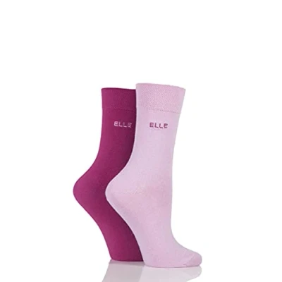 Image of 2 Pair Magenta / Pink Plain Bamboo Fibre Socks Ladies 4 8 Elle
