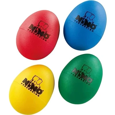 Image of Nino Percussion Egg Shaker Assortment 4 Rattle Eggs for Children from 3 Years Musical Instrument Gift Idea Plastic, Multicolored (NINOSET540)