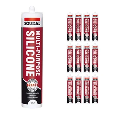 Image of Grey Soudal Trade Silicone Multi Purpose Construction Sealant Acetoxy with Fungicide