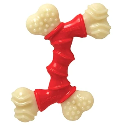 Image of Nylabone Extreme Tough Dog Chew Toy, Double Bend Bone, Cleans Teeth, Bacon Flavour, Extra Large, for Dogs over 23 kg