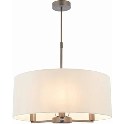 Image of Daley Multi Arm Cylindrical Pendant Light Antique Bronze Plate, Marble Fabric