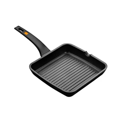 Image of Braisogona Efficient Ribbed Grill Pan, Cast Aluminium, Black, 22 x 30 cm