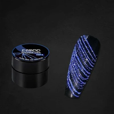Image of Solid Color/Luminous/Bling Glitter Disco Spider Gel,21 Colors Nail Art Wire Drawing Gel for Line Pulling,New Upgraded Matrix with Paint (Glitter Gel, DSP04#Blue)