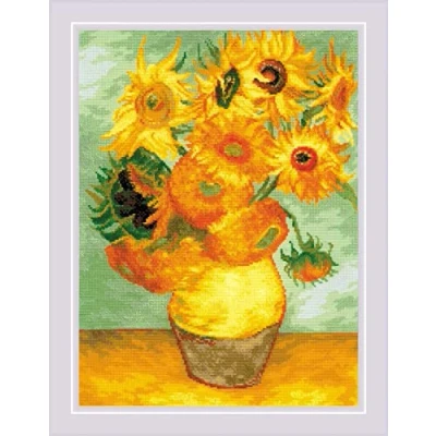 Image of Riolis Counted Cross Stitch Kit 11.75 x 15.75 inches Sunflowers After V. Van Gogh (14 Count)