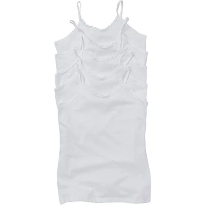 Image of Just Essentials Girls Back to School 3 or 5 Pack Cotton Cami Tops Vests Plain Printed White 9/10 Years