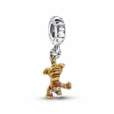 Image of Pandora Disney Tigger sterling silver dangle with transparent orange enamel