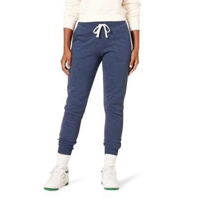 Image of Amazon Essentials Women&#039;s Fleece Cuffed Jogging Bottoms (Available in Plus Size), Navy Heather, S