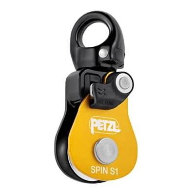Image of PETZL, Spin S1, High Efficiency Pulley With Swivel, Yellow, U, Unisex Adult