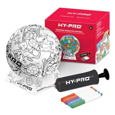 Image of Hy Pro Doodlekick Football Colouring Football, Customizable Mini Comes with Pump, Stand &amp; Colour Pens, Size 2 Great Gift Idea, 3+