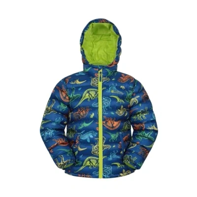 Image of Mountain Warehouse Printed Seasons Boys Padded Jacket Water Resistant Puffer Coat, Lightweight Microfiber Filling with Elasticised Cuffs &amp; Two Front Pockets Dark Teal Kids Size 9 10 Years