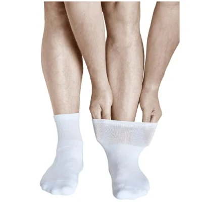 Image of vitsocks Men&#039;s Cushioned Comfort Ankle Soft Top Socks (3 PAIRS) Cosy for Sensitive Feet, white, 6 8