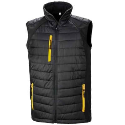Image of Result Black Compass Softshell Gilet, Black/Yellow, Medium. R238X
