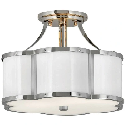 Image of Hinkley Chance Cylindrical Ceiling Light Polished Nickel with White