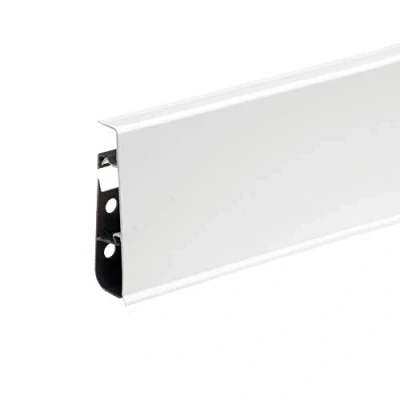 Image of Plastic Skirting Board High Line 2.5m PVC with Wire Cover Design White Matt M089