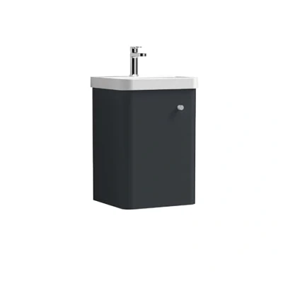 Image of Balterley Wall Hung 1 Door Vanity Unit with Ceramic Sink 400mm Soft Black