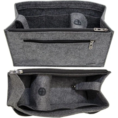 Image of DuneDesign Felt Handbag Organiser 36x12x22cm Bag Insert XL Inner Pocket Grey