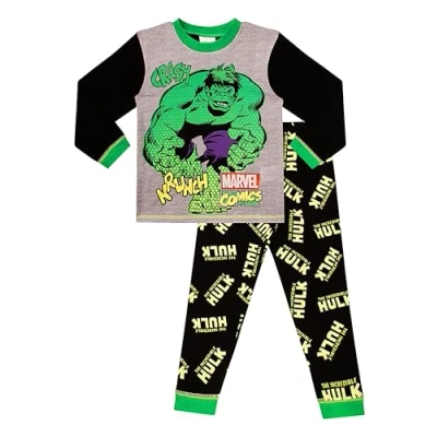Image of Marvel The Incredible Hulk Crash Krunch Pyjamas Boys (5 6 Years) Green