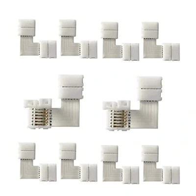 Image of ENQIMAOYI 10PCS 6 Pins L Shape Solderless Connector LED Strip Light, RGBWW 12MM Right Angle Corner Connection for SMD 5050 RGBCCT