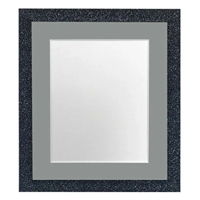Image of FRAMES BY POST Glitz Charcoal Picture Photo Frame with Dark Grey Mount 16 x 12 Image Size 8 Inch Plastic Glass