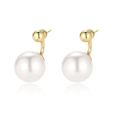 Image of YAXUN Pearl Earrings For Women 925 Sterling Silver Gold Plated, Ball Stud and Large Drop Fashion Jewellery Gifts
