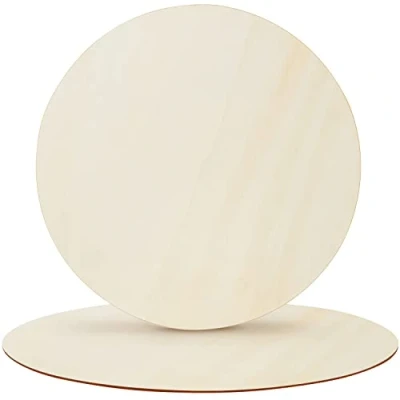 Image of Belle Vous 2 Pack Unfinished Wooden Circles 60cm / 24 inches Wood Rounds Slices Blank Discs/Cutouts for DIY Crafts, Painting, Pyrography, Door Hangers/Signs &amp; Christmas/Holiday/Party Decorations