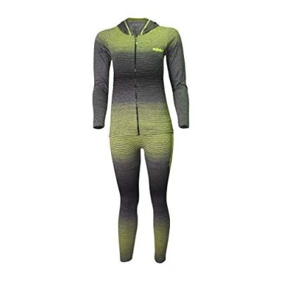 Image of 3PC Ladies Gym Suit Hooded TOP, Vest, Legging, Sport Yoga Workout Fitness WEAR (UK Size M/L(12 14), Green)