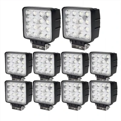 Image of Boncak LED Work Light, 10 x 48 W, 50 mm Thick, Additional Headlights, 12 V, 24 Waterproof Floodlight, Reversing Light for Tractor Excavator SUV Boat