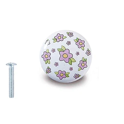 Image of Decoranddecor 55mm Rounded Knob Kids Children Child Bedroom Pulls Drawer Ceramic Porcelain Wardrobe Door Pull Handle Kitchen Cupboard Cabinet (55mm with One Hole, B 155)