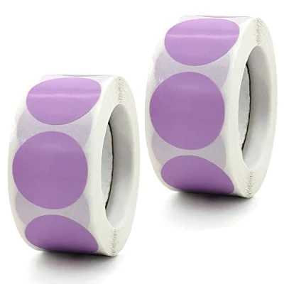 Image of Coloured Dot Stickers Round Color Coding Labels 1 Inch 25mm Self Adhesive Circle Sticky Light Purple Lavender