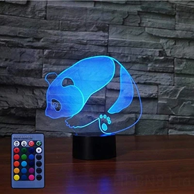 Image of HPBN8 Ltd 3D Panda Night Light USB Powered Remote Control Touch Switch Decor Table Optical Illusion Lamps 7/16 Color Changing Lights LED Lamp Xmas Home Love Brithday Room Decoration