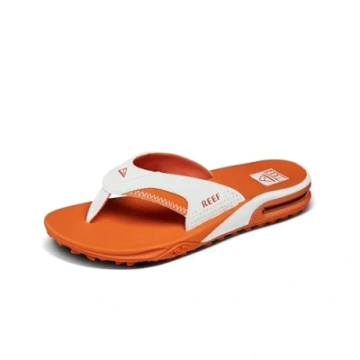 Image of REEF Men&#039;s Fanning Pregame Flip Flop, White/Orange, 10