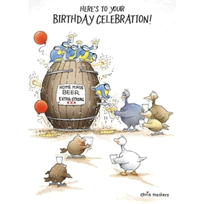 Image of Birdwit Here&#039;s to Your Birthday Celebration! Funny Card Humour Cards BWG0067