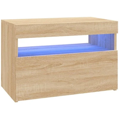 Image of vidaXL TV Cabinet with LED Lights Sonoma Oak 60x35x40 cm