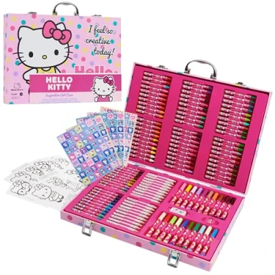 Image of Hello Kitty Art Set for Kids with 137 Pieces, Drawing and Colouring Supplies in Carry Case Kawaii Gifts Girls