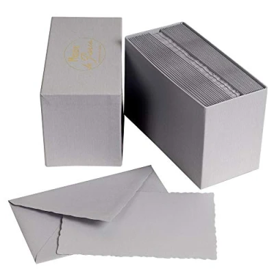 Image of Clairefontaine Ref 92328L G.Lalo &quot;Mode de Paris&quot; Correspondence Set 30 x Cards (300gsm, 9.7 15.2cm) + Lined Envelopes with Gummed Edges (10 15.8cm) Graphite Grey