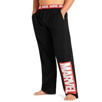 Image of Marvel Avengers Men Teenagers Pyjama Bottoms, Comfy Nightwear Sleepwear Lounge Pants, Gifts for Him (XL, Black Logo)