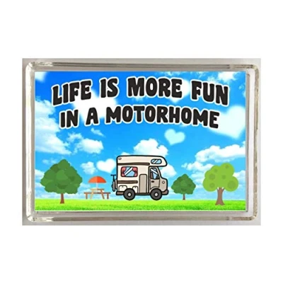 Image of &#039;Clare&#039;&#039;s Cosmetics&#039; Fun Motorhome Lover Gift Life Is More In A Novelty Fridge Magnet Present