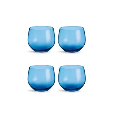 Image of Sagaform Spectra 5018133 Glasses Set of 4 Mouth Blown Glass in Blue 35cl Dimensions 8 cm x
