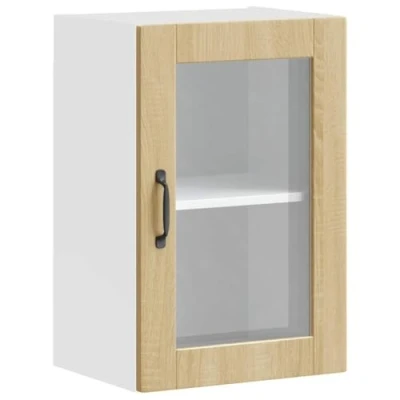 Image of vidaXL Kitchen Wall Cabinet with Glass Door Engineered Wood &amp; Sonoma Oak 60x31x60 cm Storage Solution