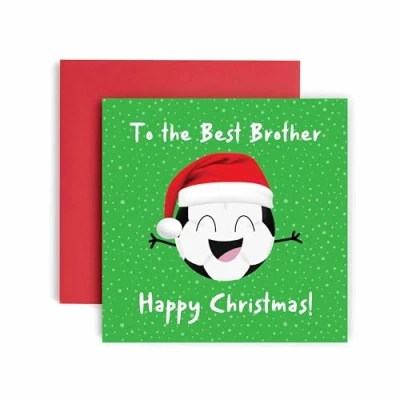 Image of Huxters Christmas Cards for Men Football Brother Card him Funny Holiday Fun Happy 14.8cm (Brother)