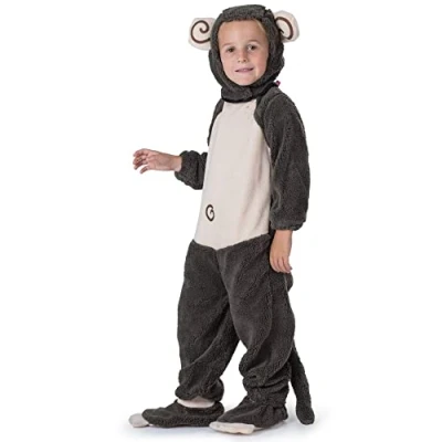 Image of Dress Up America Cute Plush Lil&#039; Monkey Costume, Ages 1 2 (Waist 24 26 Inch, Height 33 36 Inch)