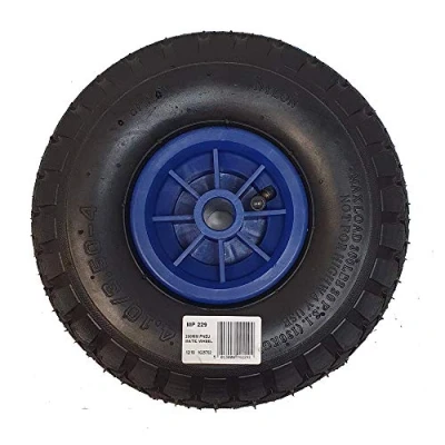 Image of Maypole 260 mm Replacement Pneumatic Rubber / Plastic Wheel For Jockey Wheels Tyre Width 70 mm, Diameter 136 kg Max, Static Load, Black/Blue